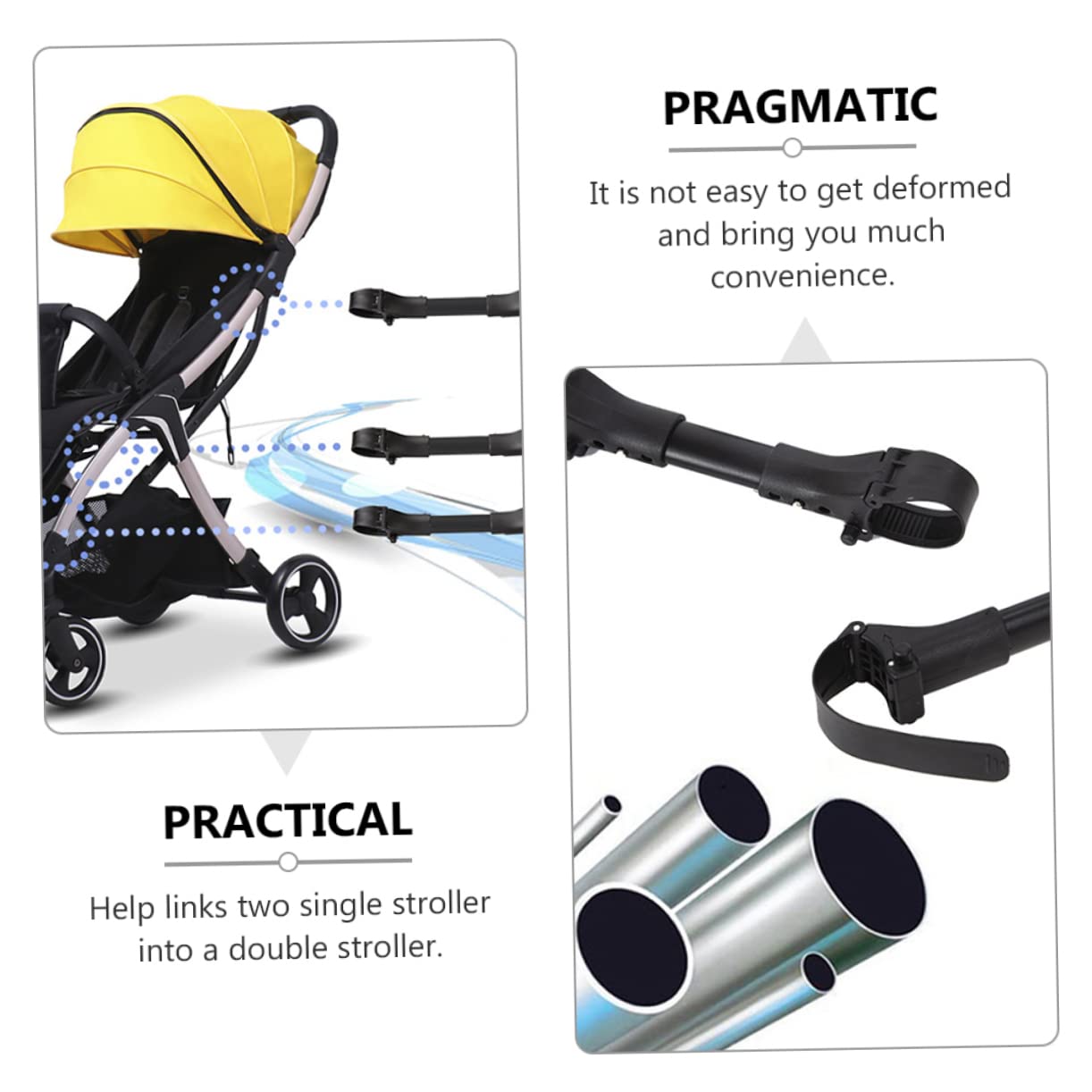 ERINGOGO 2pcs Stroller Connectors for Twin Strollers Easy to Use for Outings Parks and Family Walks
