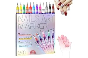 YOUSHEME 12 Color Nail Art Pens Set,Nail Art Markers Polish Pen,3D Quick-Dry Nail Polish Pens,Drawing Painting Liner Brush for Graffiti Dotting Drawing Painting Point Liner DIY