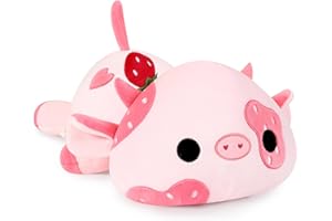 Onsoyours Cute Cow Plushie, Soft Stuffed Strawberry Love Cow Squishy Plush Animal Toy Pillow Gift for Kids (Strawberry Cow, 12")