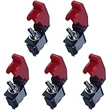 E Support 12V 20A Red Cover Rocker Toggle Switch SPST ON/OFF Car Truck Boat 2Pin Pack of 5