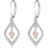 YYmqmq Book and Music Earrings Sterling Silver Book Jewelry Music Lovers Gifts Librarian Gifts for Women Readers