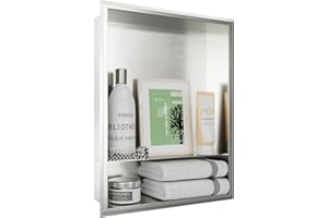 Shower Niche, 14" x 18" No Tile Needed Recessed Niche for Storage, 304 Stainless Steel, Modern in Wall Niche for Bathroom, To