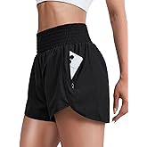 Dugsoy Women's Quick-Dry Running Shorts Athletic High Waisted Shorts for Women with Zipper Pockets Elastic Shorts