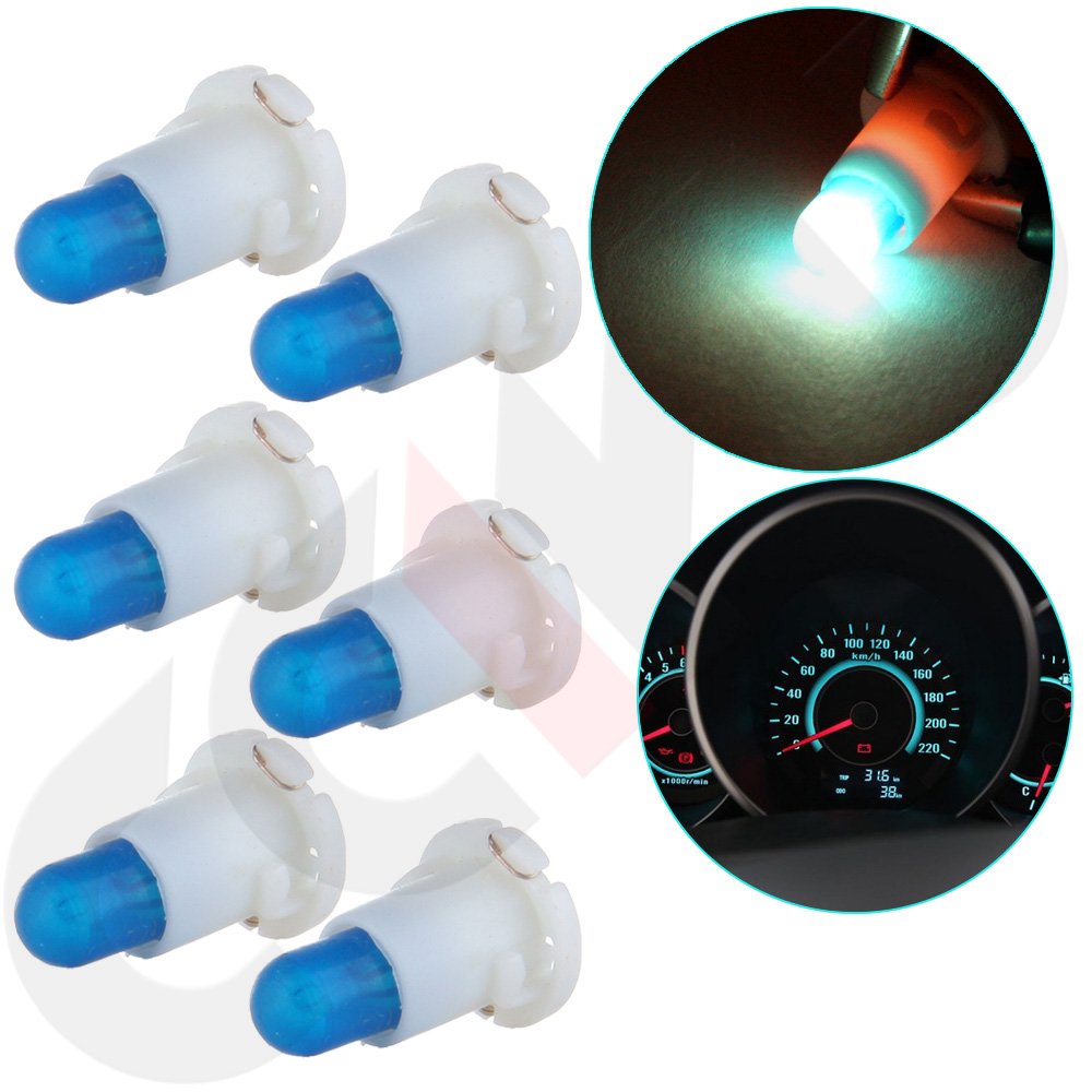 cciyu T5/T4.7 Neo Wedge Halogen Bulb A/C Climate Control Instrument Cluster Panel Dashboard Gauges Light Ice Blue,6Pack