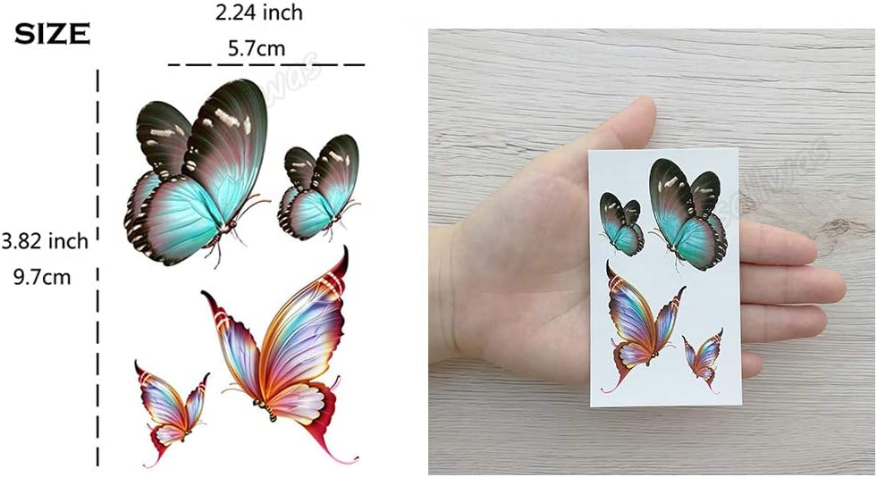Yesallwas 30 Sheets cute Temporary Tattoo Sticker Fake Tattoos for Women Girls Models,Waterproof Long Lasting Body Art Makeup Sexy Realistic Tattoos -Butterflies - Image 4