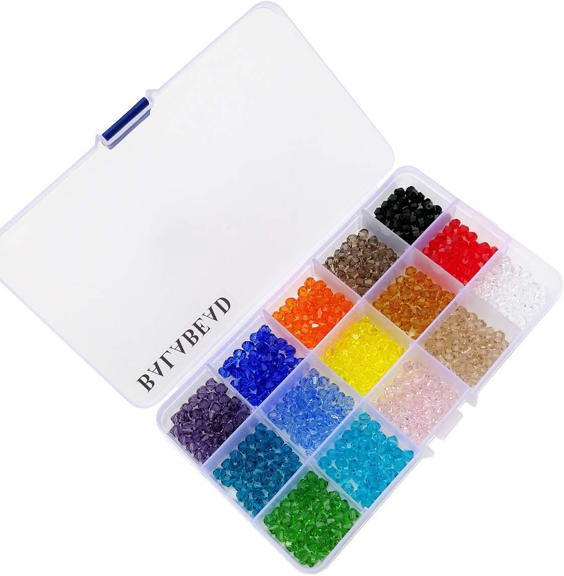 BALABEAD 6mm Bicone Faceted Crystal Glass Beads for Jewelry Making DIY Beads for Bracelet 15 Colors Mix Lot in Box (Total 600pcs) - Image 3