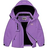 WULFUL Girl's Waterproof Ski Jacket Warm Fleece Hooded Winter Snow Coat