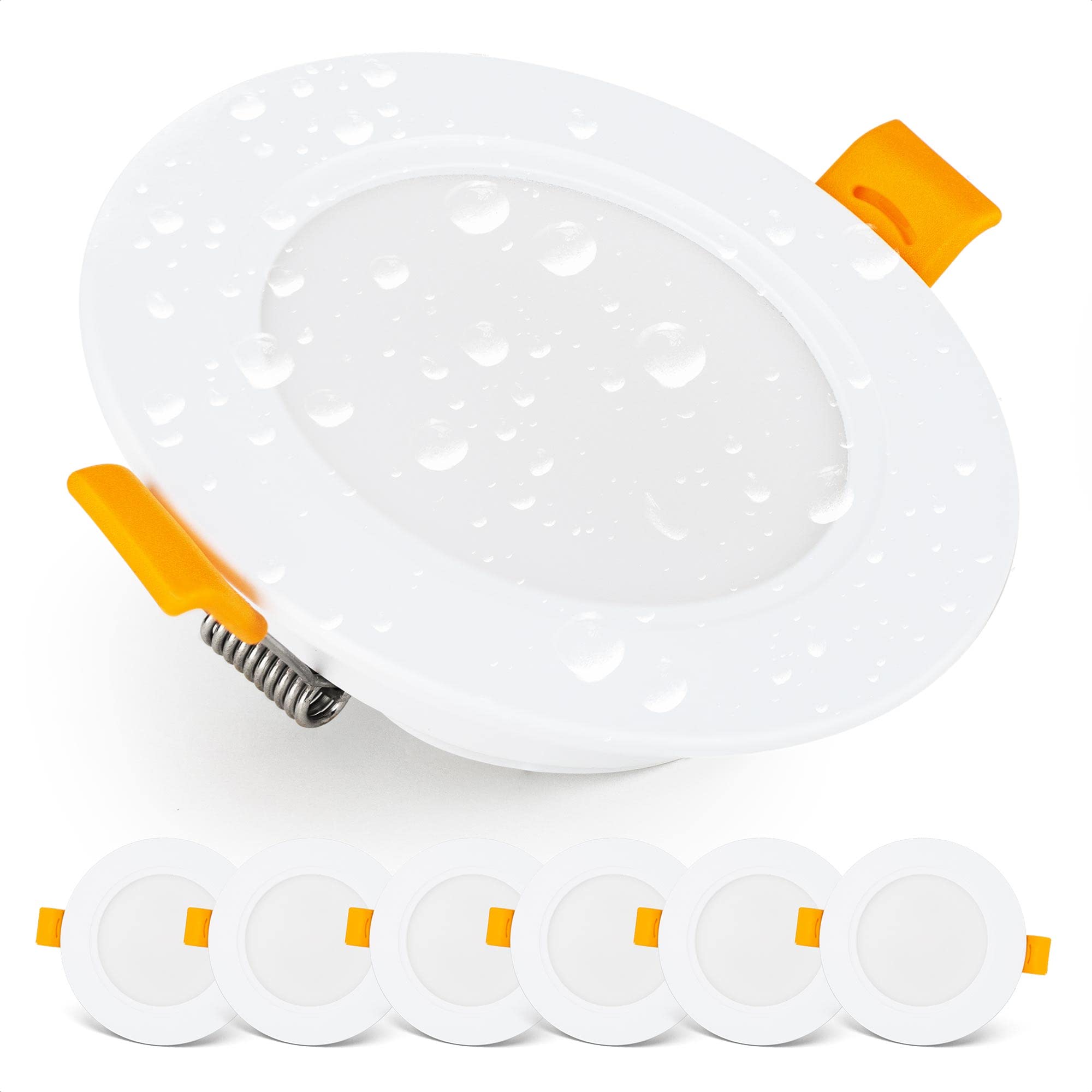 EMOS LED Downlights for Ceiling, 5W/500 Lumens, Neutral White 4000K | IP54 Waterproof LED Spot Lights for Bathroom etc. | Set of 6 Recessed LED Ceiling Light, White