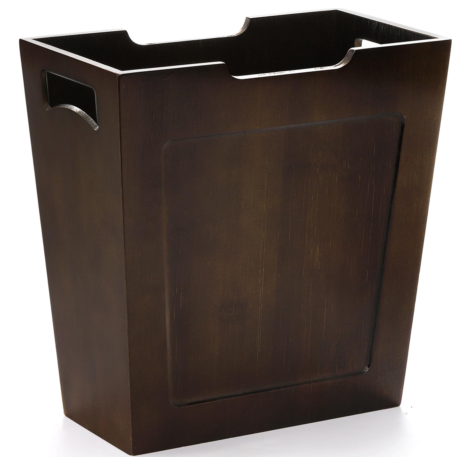 Photo 1 of TOPZEA Bamboo Waste Basket, Rectangular Narrow Trash Can with Handles, Wooden Slim Wastebasket Small Garbage Cans for Bathroom, Bedroom, Kitchen, Craft Room, Office, RVs, 10.5"x6"x11"