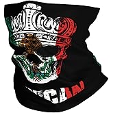 King Skull Mexican Flag Seamless Neck Gaiter Face Mask Seamless UV Protection Shield Scarf Bandana for Motorcycle Cycling Riding Running Headbands White