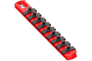 Ernst Manufacturing 8410 8-Inch Socket Organizer with 9 1/4-Inch Twist Lock Clips, Red (8410-Red-1/4)