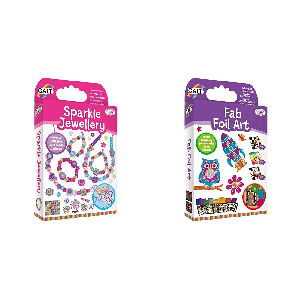 Galt Toys, Sparkle Jewellery, Craft Kit for Kids, Ages 5 Years Plus & Toys, Fab Foil Art, Craft Kit for Kids, Ages 6 Years Plus