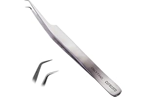 Curacoro Lash Tweezer - Professional & Precision Fiber Tip Grip Lash Tweezers for Eyelash Extensions, Multi Shapes & Purposes Tweezers for Volume, Isolation & Classic Lashes (Silver, Only Fan)