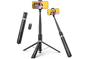 Lamicall 65" Phone Tripod, Selfie Stick - [Tap-to-Open] Aluminum Selfie Stick with Remote & Cold Shoe, Extendable Phone Stand