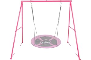 Hishine Swing Stand for Porch Outdoor Heavy Duty Swing Frame, Full Steel Metal Frame with 4 Ground Pegs, 71" Height Holds Up to 550lbs (Swing NOT Included)