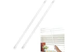 2 Pcs Blind Wand, Vertical Blinds Replacement Parts, Clear Blind Rod with Hook and Grip, Clear Acrylic Blin-d Tilt Wand Repla