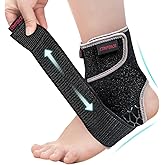 COMFORCE Ankle Brace with Compression Wrap, Adjustable Ankle Support Sprained Brace for Women Men, Breathable Ankle Sleeve for Plantar Fasciitis, Tendinitis, Sports, Swelling