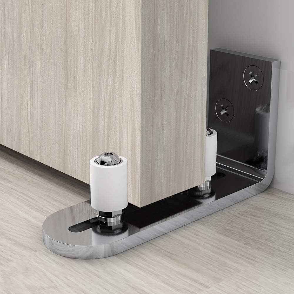 Chrome Plated Barn Door Floor Guide Roller, 2-Pack Zinc Alloy Bottom Mount Kit - Image 4