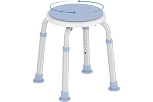 Delog 360 Degree Rotating Shower Chair 300lb, Swivel Shower Stool for Inside Shower Tool Free Adjustable Shower Seat Tub Chair and Small Bathtub Seat Bench with Anti-Slip Rubber Tips