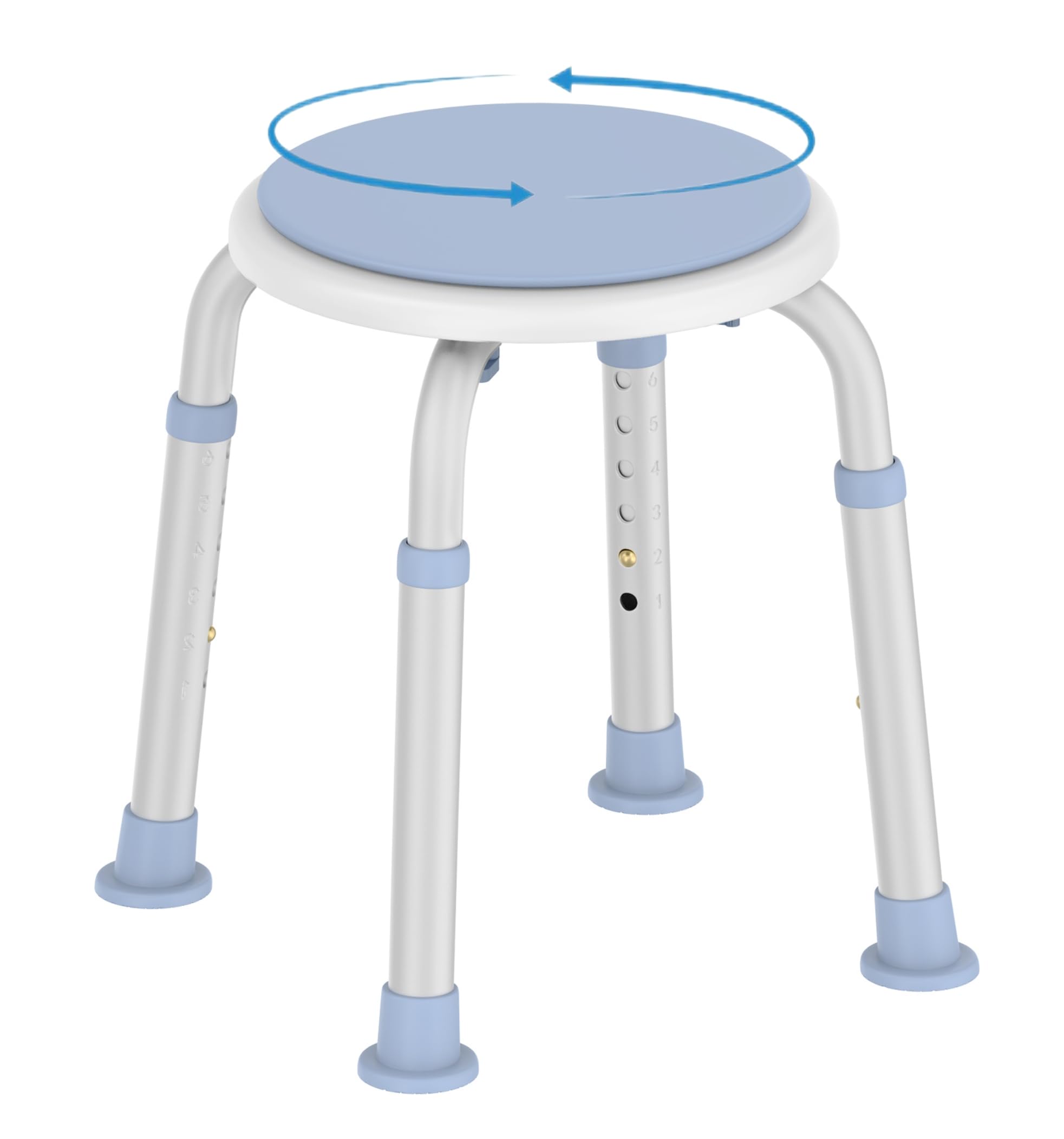 DELOG 360 Degree Rotating Shower Chair 300lb, Swivel Shower Stool for Inside Shower Tool Free Adjustable Shower Seat Tub Chair and Small Bathtub Seat Bench with Anti-Slip Rubber Tips