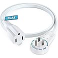 Maximm 360° Rotating Flat Plug Extension Cord 1 feet Flat Extension Cord Under Carpet with Slim Space-Saving Plug Design, Low Profile Extension Cord (White)