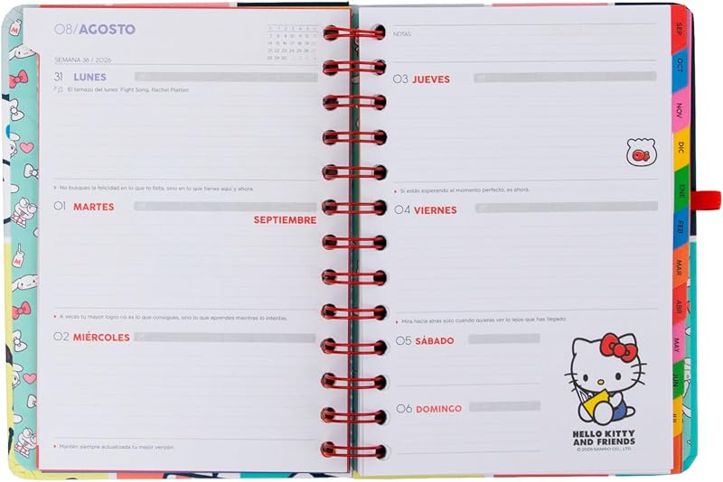 - Hello Kitty 2026-2027 Conjunto Pequeno de Agenda Semanal Escolar + 3 Canetas Apagáveis – Planeador Compacto com Autocolantes