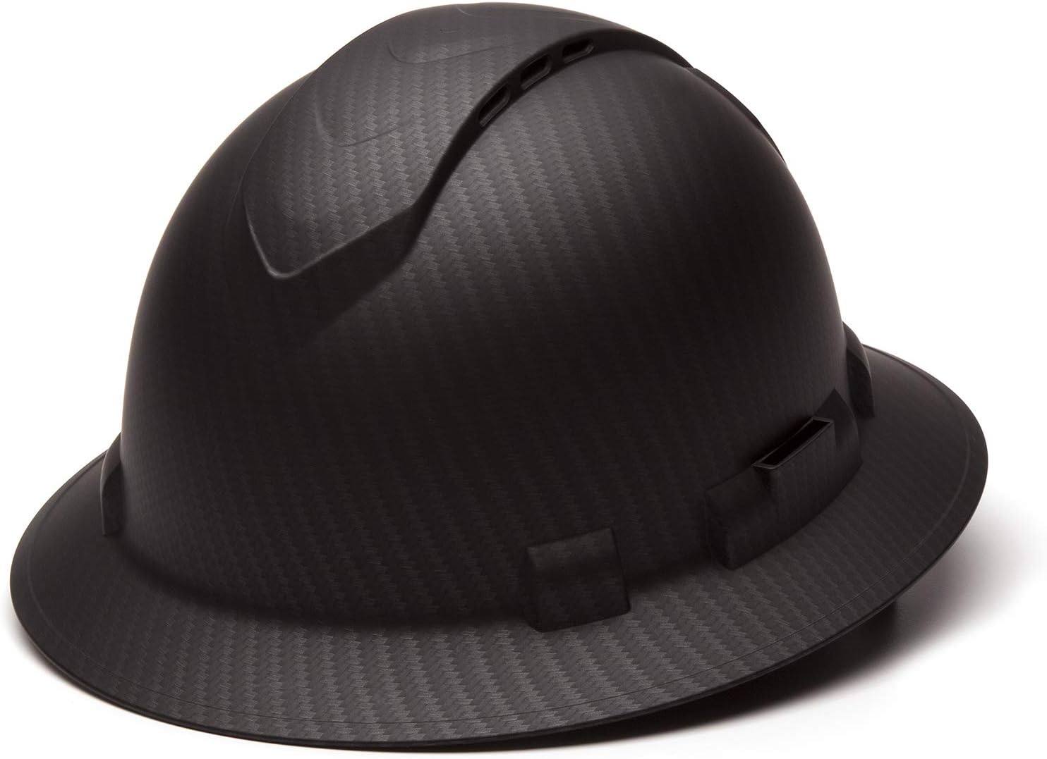Pyramex Ridgeline Full Brim Hard Hat, Vented, 4-Point Ratchet Suspension, Matte Black Graphite Pattern - - 