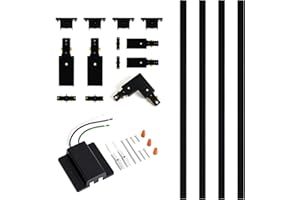 VANoopee 13FT H Track Lighting Rails Black, H Type Track Lighting Kit with Floating Canopy Connector, End Caps, Live End Feed