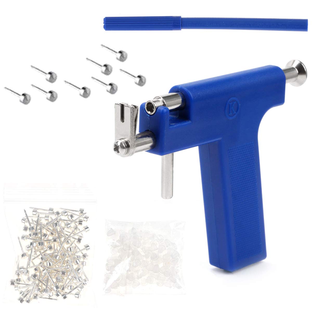 Stainless Steel Body Piercing Tool Kit Professional Ear Nose Navel Piercing Machine with 98 Pcs Ears Studs Tools Earring Stoppers
