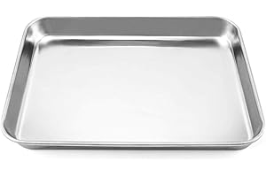QWORK Stainless Steel Surgical Tray, Flat Bottom Tray, for Medical Instruments, Tattoo, Surgical Supplies, 10 1/4 x 7 7/8 x 1