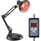 Infrared Light Heat Lamp, Near Red Light Therapy for Body Muscle Joint Pain Relieve 150W Bulb with Adjustable Stand, Timer