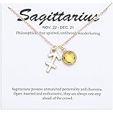 TGOLM 14k Gold Plated Zodiac Birthstone Crystal Pendant Necklace, Horoscope Sign Charm Necklace for Women Birthday Gift