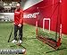 PowerNet 5x5 Practice Net Bundle | Baseball Softball Coaching Aid | Compact Lightweight Portable | Hitting Pitching Training (Red Bundle w/Tee)