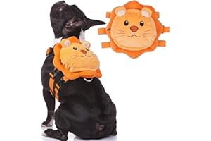 ROZKITCH Dog Backpack Harness, Soft and Adjustable Pet Saddle No Pull Bag with D-Ring for Small Medium Dogs, Cute Lion Design for Outdoor Travel, Walking, and Hiking Animal Self Carrier Bag M