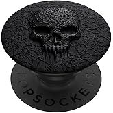 Black Lace Skull Pattern with Gothic Floral and Spooky PopSockets Adhesive PopGrip