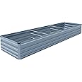 Foxlang 12x2x1.5ft Galvanized Raised Garden Bed,Outdoor Planter Box Metal Patio Kit Planting Bed for Vegetables Flowers Herb,Grey