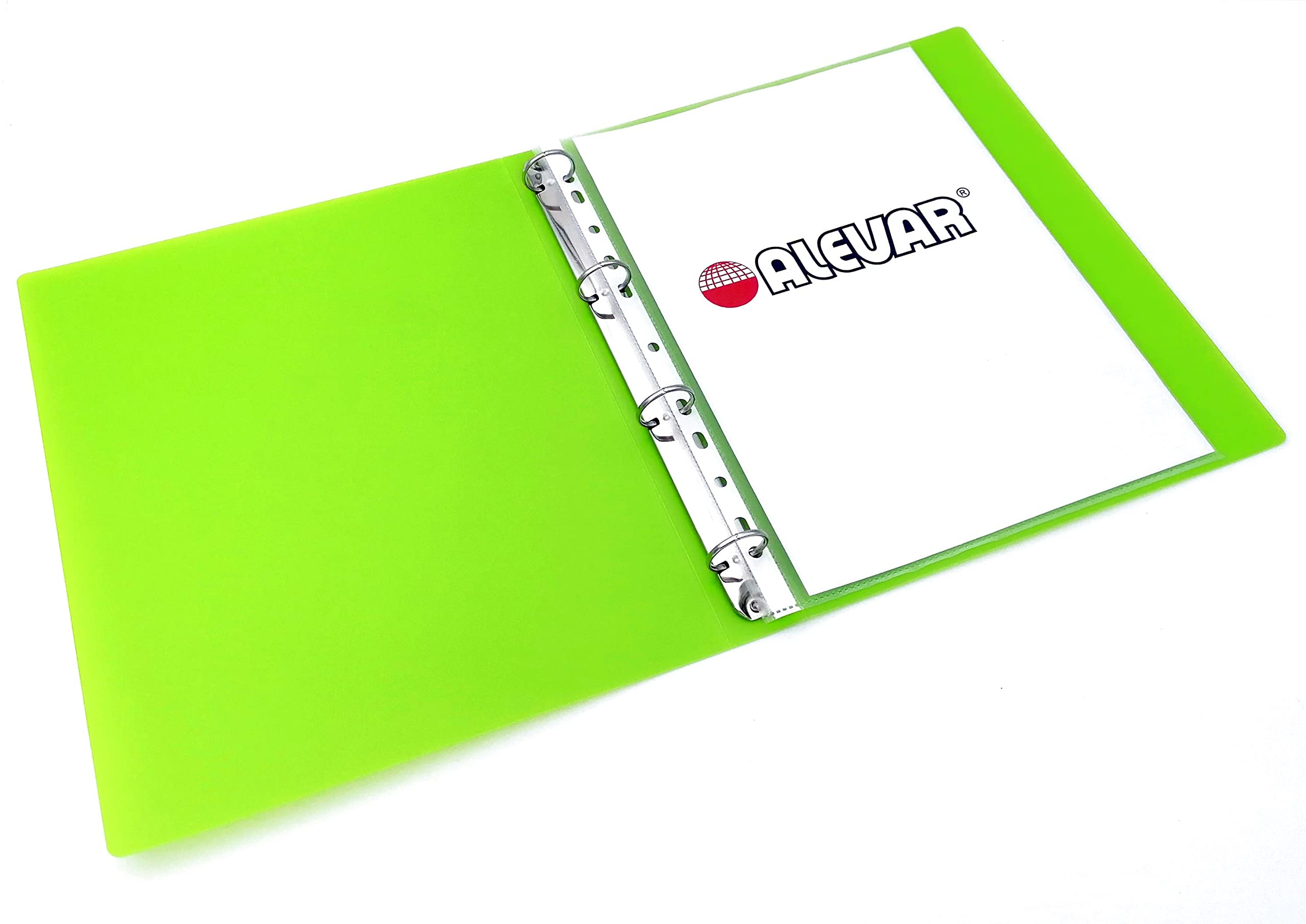Alevar 4 Ring Binder in Transparent Green Polypropylene, Ring Diameter 30 mm
