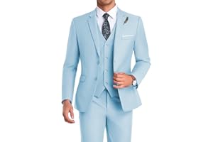 Mrbuerly Men Suit 3 Pieces Slim Fit, Groomsmen Business Jacket Vest Pant with Tie 2 Buttons Prom Tuxedo Xs/3630