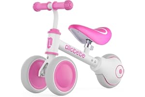 allobebe Baby Balance Bike, Cute Toddler Bikes 12-36 Months Gifts for 1 Year Old Girl Bike to Train Baby from Standing to Running with Adjustable Seat Silent & Soft 3 Wheels