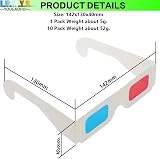 LRMYS 3D Paper Glasses Red Cyan Anaglyph White Frame 10 Pairs view 2