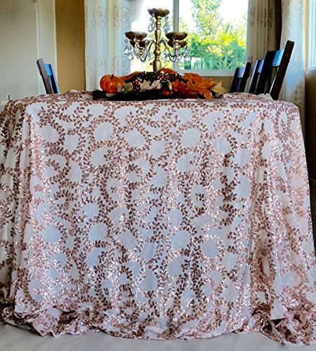 Fanqisi Sequin Tablecloth 50x102inch Rose Gold Vine Tablecloth Rectangle Table Linens Wedding Party Festival Table Decor