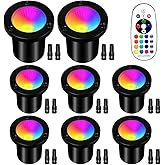 AOAXL RGBW Low Voltage Landscape Lights, 16 Color Changing Outdoor In-Ground Lights IP67 Waterproof 12V-24V Landscape Spotlightst for Garden Yard Pathway Christmas(8 Pack)