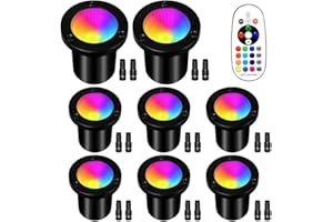 AOAXL RGBW Low Voltage Landscape Lights, 16 Color Changing Outdoor In-Ground Lights IP67 Waterproof 12V-24V Landscape Spotlightst for Garden Yard Pathway Christmas(8 Pack)