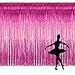 Adorox Metallic Silver Gold Rainbow Photo Backdrop Foil Fringe Curtains Party Wedding Event Decoration (Metallic Pink)