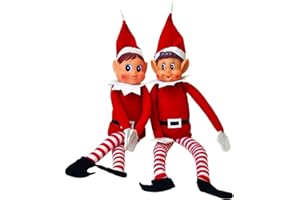 Prime Collectibles Naughty Elf Couple 2 Pack – 12 Inch Boy & Girl Christmas Elf Figures with Soft Bodies & Vinyl Faces, Santa’s Little Helpers, Holiday Shelf Decor, Festive Christmas Display Set
