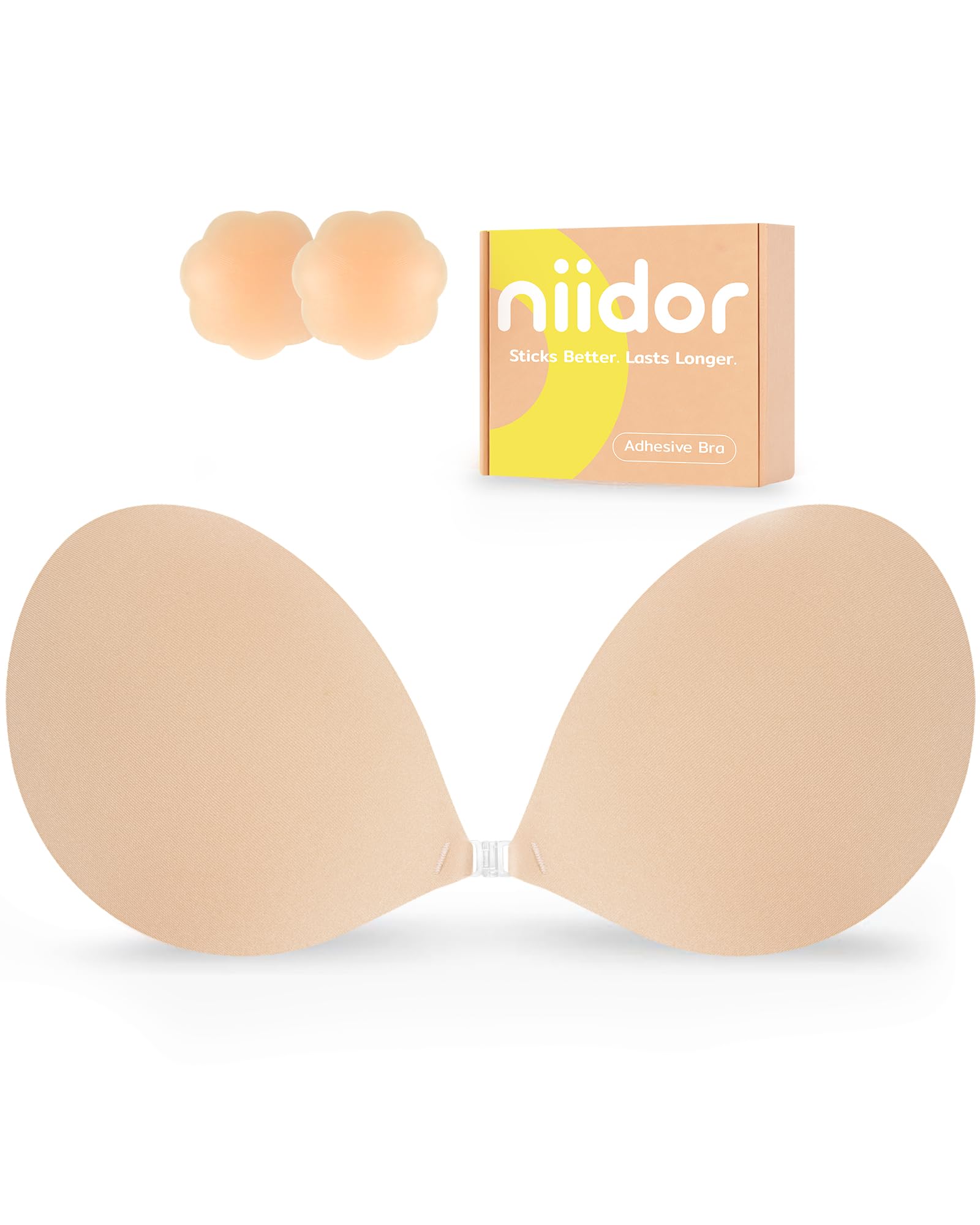 Photo 1 of Niidor Adhesive Sticky Invisible Bras: Backless kStrapless Push-up Bra with Silicone Cups for Wedding, Party, Dress Nude