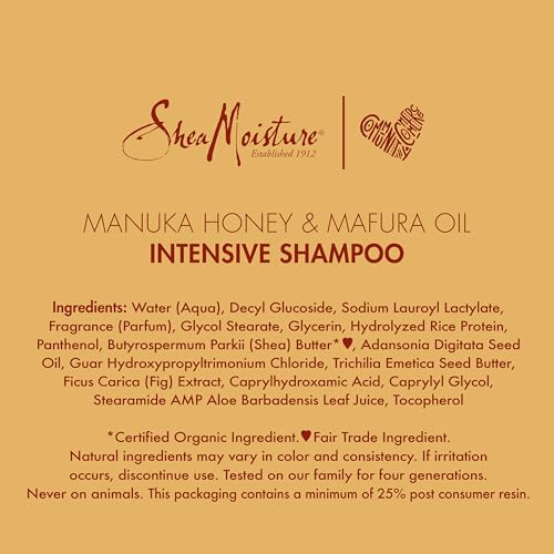 SHEAMOISTURE INTENSIVE HYDRATION SHAMPOO FOR DRY, DAMAGED HAIR MANUKA HONEY AND MAFURA OIL SULFATE-FREE 13 OZ