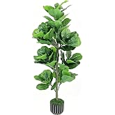 Artificial Tree 4FT Fiddle Leaf Fig Tree with Black Pot | Large Faux Tree Artificial Plants Indoor, Adjustable Branches, Floor Plant for Living Room, Office and Bedroom Decor