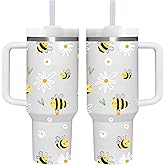AMZUShome 40 OZ Bee Tumbler with Handle.Bee Lover Gifts.Unique Birthday Christmas Gifts for Beekeeper Bee Farmer.Personalized 40 OZ bee Tumbler Gifts for Women Men.