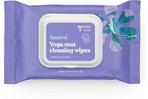 ASUTRA Yoga Mat Cleaning Wipes (Lovely Lavender), 1 Pouch (30 Wipes) - No Slippery Residue, Deep-Cleansing for Fitness Gear & Gym Equipment